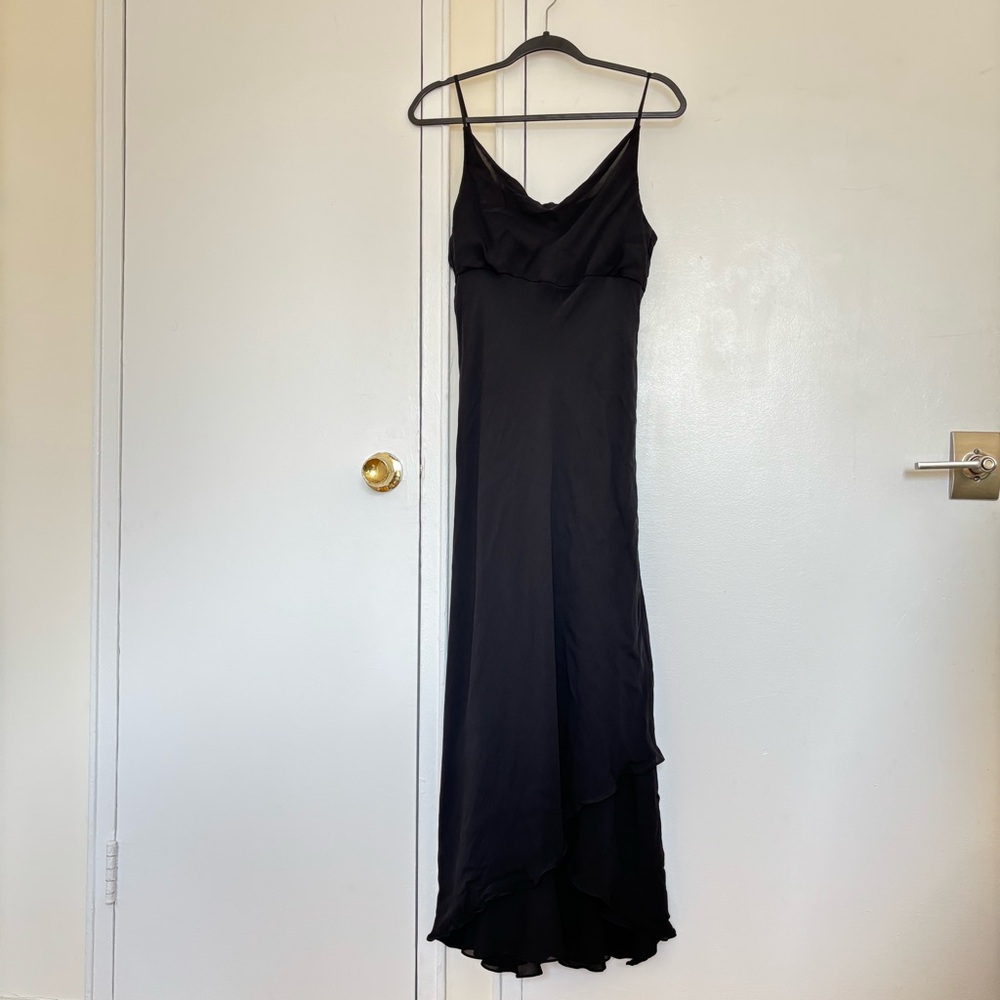 Ann Taylor Black Silk Cocktail Dress with Ruffle Hem